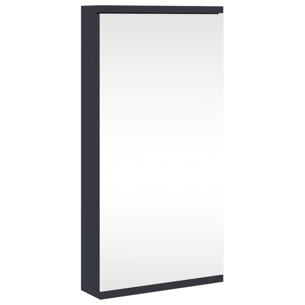 Vidaxl Rohová kúpeľňová zrkadlová skrinka sivá 30x24x60 cm